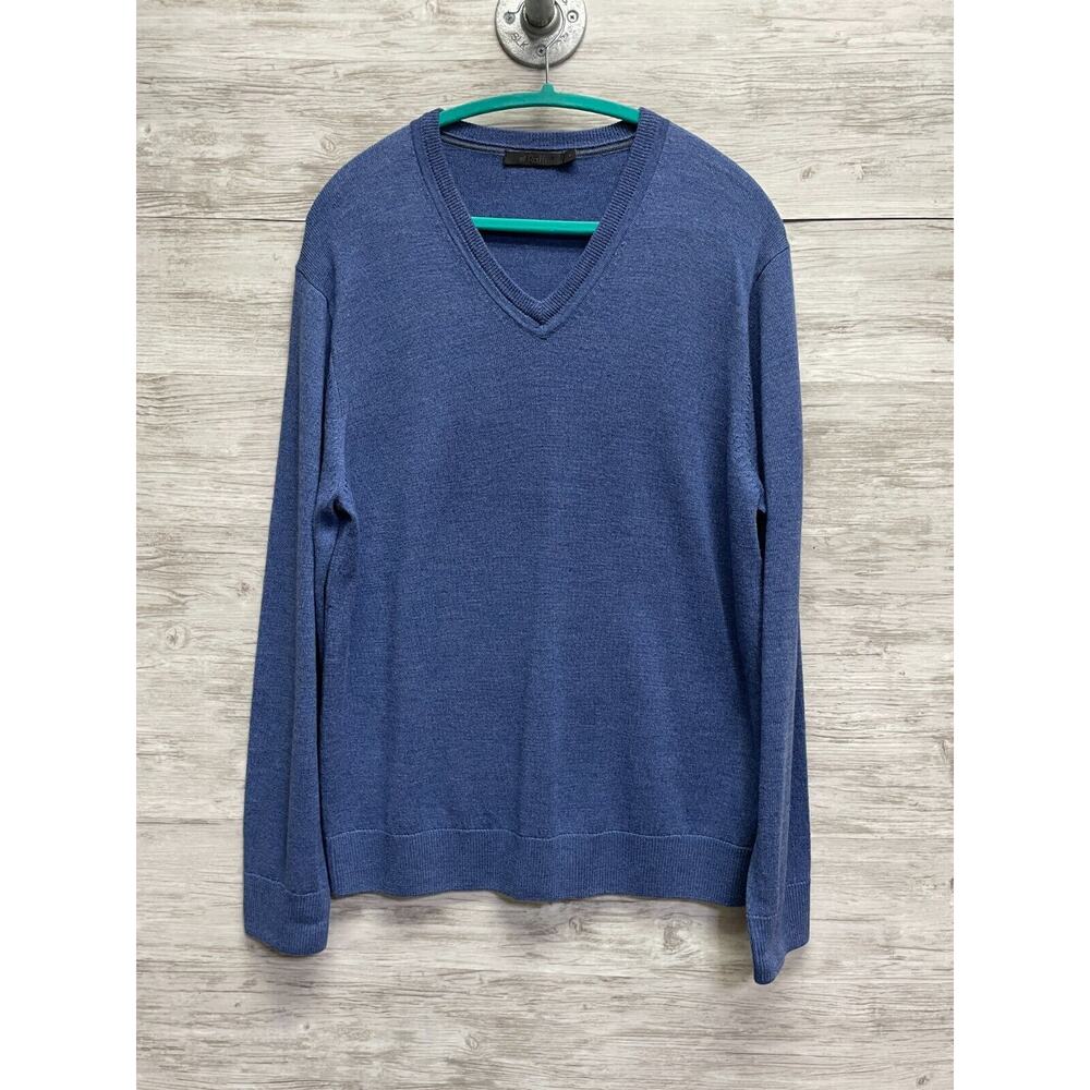 Raffi‎ Sweater Blue V Neck Pullover Mens Medium Merino Wool Lightweight